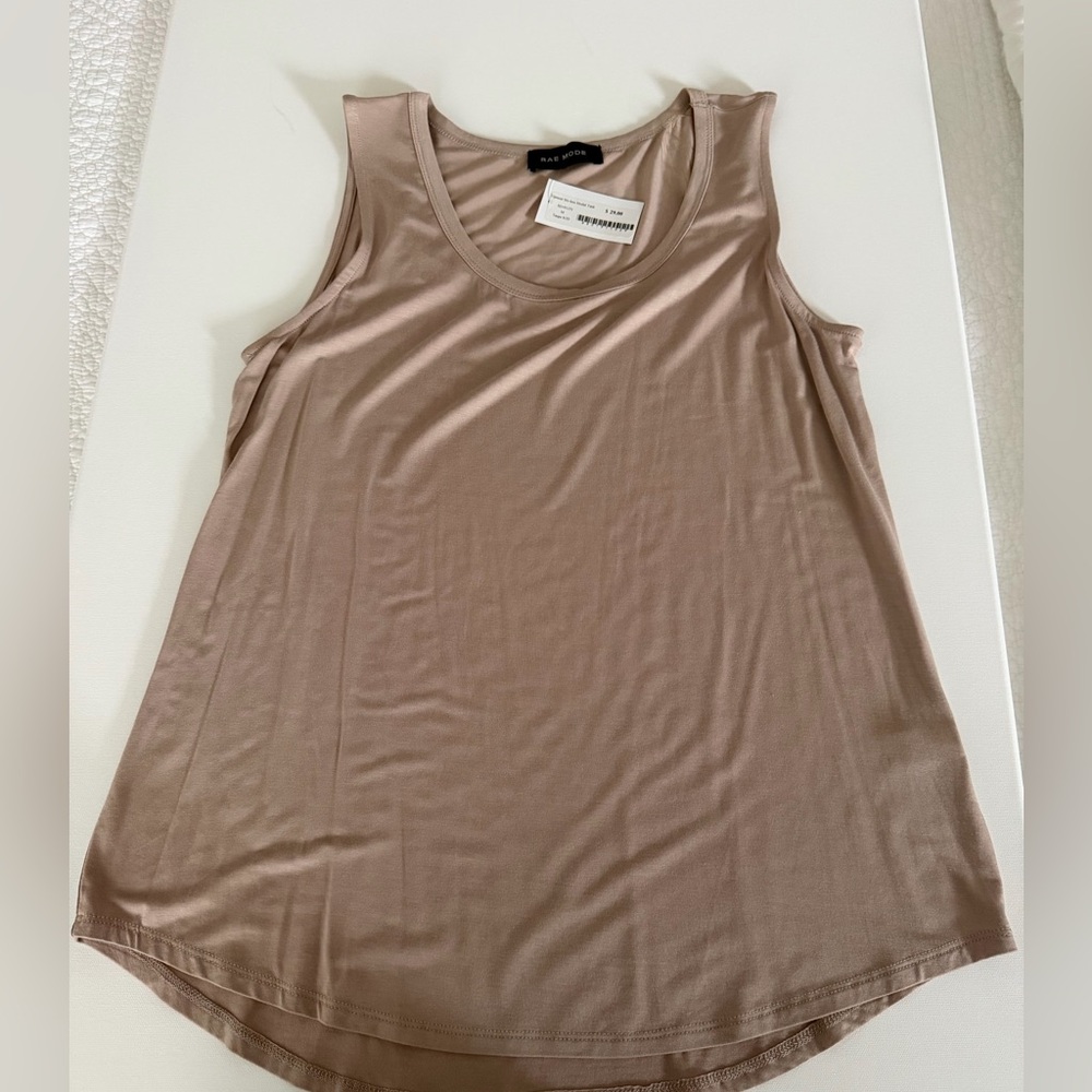 Sleeveless Scoop Neck Tank Top in Taupe by Rae mode (boutique brand)